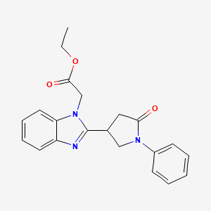 molecular formula C21H21N3O3 B2455473 ethyl [2-(5-oxo-1-phenylpyrrolidin-3-yl)-1H-benzimidazol-1-yl]acetate CAS No. 912903-48-1