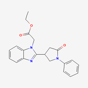 ethyl 2-[2-(5-oxo-1-phenylpyrrolidin-3-yl)-1H-1,3-benzodiazol-1-yl]acetate