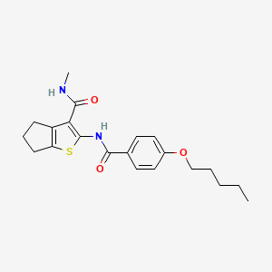 molecular formula C21H26N2O3S B2455489 N-methyl-2-(4-(pentyloxy)benzamido)-5,6-dihydro-4H-cyclopenta[b]thiophene-3-carboxamide CAS No. 893097-69-3