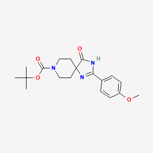 molecular formula C19H25N3O4 B2455495 tert-Butyl 2-(4-methoxyphenyl)-4-oxo-1,3,8-triazaspiro[4.5]dec-1-ene-8-carboxylate CAS No. 1774897-34-5