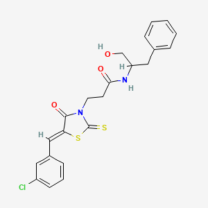 3-[(5Z)-5-(3-chlorobenzylidene)-4-oxo-2-thioxo-1,3-thiazolidin-3-yl]-N-(1-hydroxy-3-phenylpropan-2-yl)propanamide