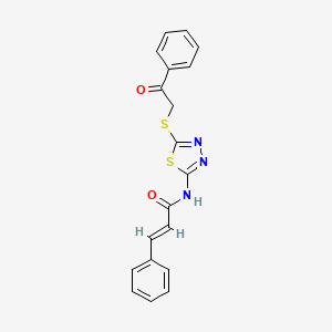 molecular formula C19H15N3O2S2 B2455502 (2E)-N-{5-[(2-氧代-2-苯基乙基)硫基]-1,3,4-噻二唑-2-基}-3-苯基丙-2-烯酰胺 CAS No. 496777-59-4