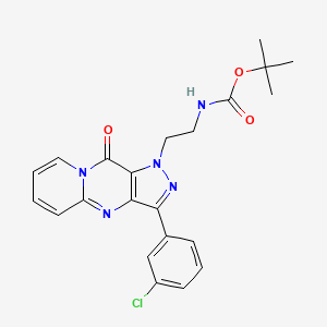 molecular formula C22H22ClN5O3 B2455505 tert-Butyl (2-(3-(3-chlorophenyl)-10-oxopyrazolo[4,3-d]pyrido[1,2-a]pyrimidin-1(10H)-yl)ethyl)carbamate CAS No. 1956321-40-6