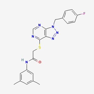 molecular formula C21H19FN6OS B2455506 N-(3,5-dimethylphenyl)-2-((3-(4-fluorobenzyl)-3H-[1,2,3]triazolo[4,5-d]pyrimidin-7-yl)thio)acetamide CAS No. 863453-25-2
