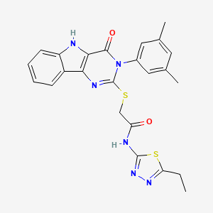 molecular formula C24H22N6O2S2 B2455510 2-[[3-(3,5-dimethylphenyl)-4-oxo-5H-pyrimido[5,4-b]indol-2-yl]sulfanyl]-N-(5-ethyl-1,3,4-thiadiazol-2-yl)acetamide CAS No. 536705-42-7