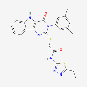 molecular formula C24H22N6O2S2 B2455510 2-{[3-(3,5-dimethylphenyl)-4-oxo-3H,4H,5H-pyrimido[5,4-b]indol-2-yl]sulfanyl}-N-(5-ethyl-1,3,4-thiadiazol-2-yl)acetamide CAS No. 536705-42-7