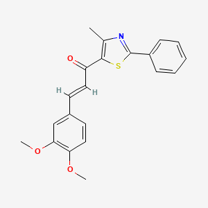 molecular formula C21H19NO3S B2455521 (2E)-3-(3,4-dimethoxyphenyl)-1-(4-methyl-2-phenyl-1,3-thiazol-5-yl)prop-2-en-1-one CAS No. 477847-73-7