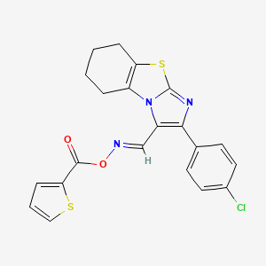 molecular formula C21H16ClN3O2S2 B2455529 2-(4-Chlorophenyl)-3-({[(2-thienylcarbonyl)oxy]imino}methyl)-5,6,7,8-tetrahydroimidazo[2,1-b][1,3]benzothiazole CAS No. 478041-87-1