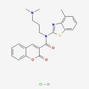 molecular formula C23H24ClN3O3S B2455537 N-(3-(dimethylamino)propyl)-N-(4-methylbenzo[d]thiazol-2-yl)-2-oxo-2H-chromene-3-carboxamide hydrochloride CAS No. 1052530-61-6