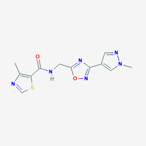 4-methyl-N-((3-(1-methyl-1H-pyrazol-4-yl)-1,2,4-oxadiazol-5-yl)methyl)thiazole-5-carboxamide