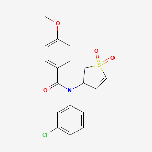 molecular formula C18H16ClNO4S B2455548 N-(3-chlorophenyl)-N-(1,1-dioxido-2,3-dihydrothiophen-3-yl)-4-methoxybenzamide CAS No. 863007-67-4