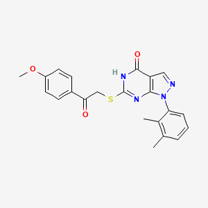 molecular formula C22H20N4O3S B2455549 2-((1-(2,3-二甲苯基)-4-羟基-1H-吡唑并[3,4-d]嘧啶-6-基)硫代)-1-(4-甲氧基苯基)乙酮 CAS No. 922106-57-8
