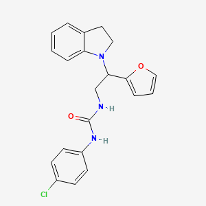 molecular formula C21H20ClN3O2 B2455566 1-(4-Chlorophenyl)-3-(2-(furan-2-yl)-2-(indolin-1-yl)ethyl)urea CAS No. 898432-41-2