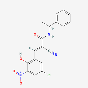 molecular formula C18H14ClN3O4 B2455567 (E)-3-(5-chloro-2-hydroxy-3-nitrophenyl)-2-cyano-N-(1-phenylethyl)prop-2-enamide CAS No. 478017-70-8