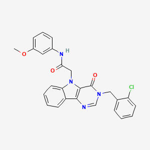 molecular formula C26H21ClN4O3 B2455572 2-(3-(2-chlorobenzyl)-4-oxo-3H-pyrimido[5,4-b]indol-5(4H)-yl)-N-(3-methoxyphenyl)acetamide CAS No. 1189483-44-0
