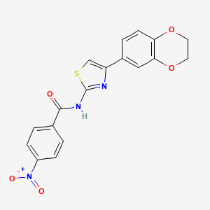 molecular formula C18H13N3O5S B2455577 N-[4-(2,3-dihydro-1,4-benzodioxin-6-yl)-1,3-thiazol-2-yl]-4-nitrobenzamide CAS No. 864860-93-5