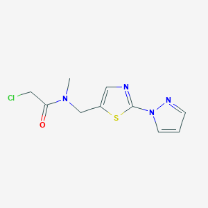 molecular formula C10H11ClN4OS B2455593 2-Chloro-N-methyl-N-[(2-pyrazol-1-yl-1,3-thiazol-5-yl)methyl]acetamide CAS No. 2411277-02-4