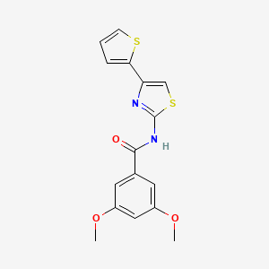 molecular formula C16H14N2O3S2 B2455596 3,5-dimethoxy-N-(4-(thiophen-2-yl)thiazol-2-yl)benzamide CAS No. 476277-13-1