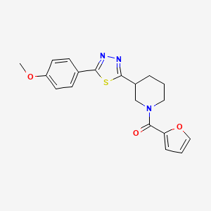 molecular formula C19H19N3O3S B2455597 Furan-2-yl(3-(5-(4-methoxyphenyl)-1,3,4-thiadiazol-2-yl)piperidin-1-yl)methanone CAS No. 1203004-25-4