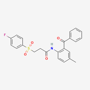 molecular formula C23H20FNO4S B2455601 N-(2-benzoyl-4-methylphenyl)-3-((4-fluorophenyl)sulfonyl)propanamide CAS No. 898405-64-6