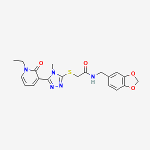 N-(benzo[d][1,3]dioxol-5-ylmethyl)-2-((5-(1-ethyl-2-oxo-1,2-dihydropyridin-3-yl)-4-methyl-4H-1,2,4-triazol-3-yl)thio)acetamide