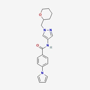 molecular formula C20H22N4O2 B2455604 4-(1H-吡咯-1-基)-N-(1-((四氢-2H-吡喃-2-基)甲基)-1H-吡唑-4-基)苯甲酰胺 CAS No. 2034380-40-8