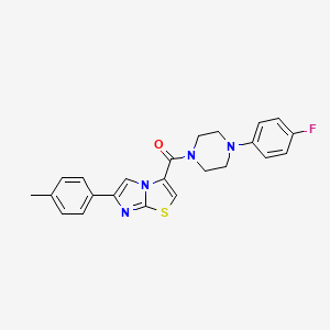 molecular formula C23H21FN4OS B2455606 (4-(4-Fluorophenyl)piperazin-1-yl)(6-(p-tolyl)imidazo[2,1-b]thiazol-3-yl)methanone CAS No. 1049415-46-4
