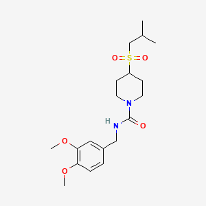 molecular formula C19H30N2O5S B2455611 N-(3,4-二甲氧基苄基)-4-(异丁磺酰基)哌啶-1-甲酰胺 CAS No. 1797894-06-4