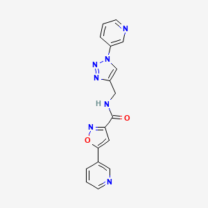 molecular formula C17H13N7O2 B2455616 5-(pyridin-3-yl)-N-((1-(pyridin-3-yl)-1H-1,2,3-triazol-4-yl)methyl)isoxazole-3-carboxamide CAS No. 2034426-11-2