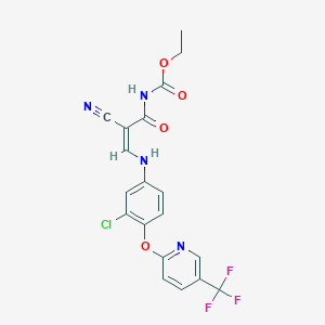 molecular formula C19H14ClF3N4O4 B2455623 ethyl N-[3-(3-chloro-4-{[5-(trifluoromethyl)-2-pyridinyl]oxy}anilino)-2-cyanoacryloyl]carbamate CAS No. 338769-97-4