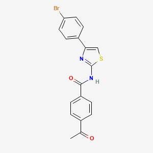 molecular formula C18H13BrN2O2S B2455624 4-acetyl-N-[4-(4-bromophenyl)-1,3-thiazol-2-yl]benzamide CAS No. 326017-66-7