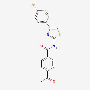 molecular formula C18H13BrN2O2S B2455624 4-acetil-N-[4-(4-bromofenil)-1,3-tiazol-2-il]benzamida CAS No. 326017-66-7