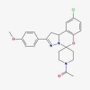 molecular formula C23H24ClN3O3 B2455627 1-(9-Chloro-2-(4-methoxyphenyl)-1,10b-dihydrospiro[benzo[e]pyrazolo[1,5-c][1,3]oxazine-5,4'-piperidin]-1'-yl)ethanone CAS No. 899983-49-4