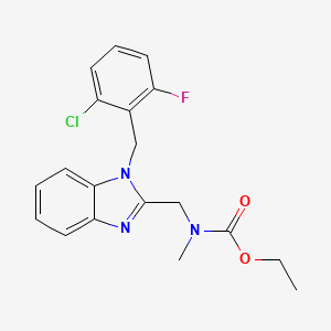 molecular formula C19H19ClFN3O2 B2455636 ((1-(2-クロロ-6-フルオロベンジル)-1H-ベンゾ[d]イミダゾール-2-イル)メチル)(メチル)カルバミン酸エチル CAS No. 923156-29-0