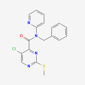 molecular formula C18H15ClN4OS B2455637 N-benzyl-5-chloro-2-(methylsulfanyl)-N-(pyridin-2-yl)pyrimidine-4-carboxamide CAS No. 835887-29-1