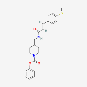 molecular formula C23H26N2O3S B2455644 (E)-phenyl 4-((3-(4-(methylthio)phenyl)acrylamido)methyl)piperidine-1-carboxylate CAS No. 1798430-63-3