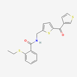 molecular formula C19H17NO2S3 B2455649 2-(乙硫基)-N-((5-(噻吩-3-羰基)噻吩-2-基)甲基)苯甲酰胺 CAS No. 1798022-70-4