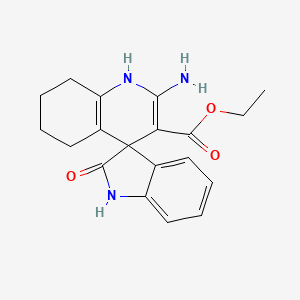 molecular formula C19H21N3O3 B2455667 Ethyl 2-amino-12-oxospiro[1,4,5,6,7,8-hexahydroquinoline-4,3'-indoline]-3-carb oxylate CAS No. 134589-88-1