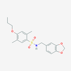 molecular formula C19H23NO5S B245567 N-(1,3-benzodioxol-5-ylmethyl)-2,5-dimethyl-4-propoxybenzenesulfonamide 