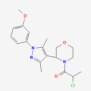 2-Chloro-1-[3-[1-(3-methoxyphenyl)-3,5-dimethylpyrazol-4-yl]morpholin-4-yl]propan-1-one