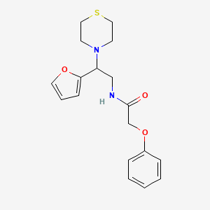 molecular formula C18H22N2O3S B2455674 N-(2-(呋喃-2-基)-2-硫代吗啉乙基)-2-苯氧基乙酰胺 CAS No. 2034455-73-5
