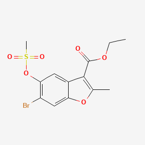 molecular formula C13H13BrO6S B2455676 Ethyl 6-bromo-2-methyl-5-((methylsulfonyl)oxy)benzofuran-3-carboxylate CAS No. 308295-32-1