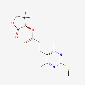 molecular formula C16H22N2O4S B2455679 [(3R)-4,4-Dimethyl-2-oxooxolan-3-yl] 3-(4,6-dimethyl-2-methylsulfanylpyrimidin-5-yl)propanoate CAS No. 1385378-18-6