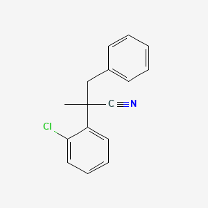 molecular formula C16H14ClN B2455682 2-(2-Chlorophenyl)-2-methyl-3-phenylpropanenitrile CAS No. 1215728-06-5