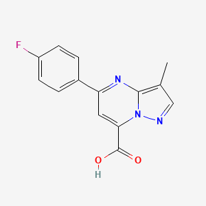 molecular formula C14H10FN3O2 B2455686 5-(4-Fluorophenyl)-3-methylpyrazolo[1,5-a]pyrimidine-7-carboxylic acid CAS No. 1443279-63-7