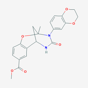 molecular formula C21H20N2O6 B2455687 3-(2,3-二氢苯并[b][1,4]二噁杂环-6-基)-2-甲基-4-氧代-3,4,5,6-四氢-2H-2,6-甲苯并苯并[g][1,3,5]恶二唑杂环-8-羧酸甲酯 CAS No. 899986-80-2