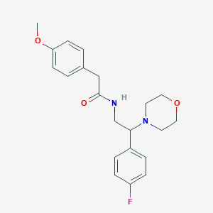 molecular formula C21H25FN2O3 B2455692 N-(2-(4-氟苯基)-2-吗啉乙基)-2-(4-甲氧基苯基)乙酰胺 CAS No. 850557-03-8