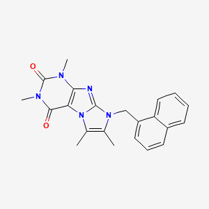 molecular formula C22H21N5O2 B2455693 2,4,7,8-Tetramethyl-6-(naphthalen-1-ylmethyl)purino[7,8-a]imidazole-1,3-dione CAS No. 878735-73-0