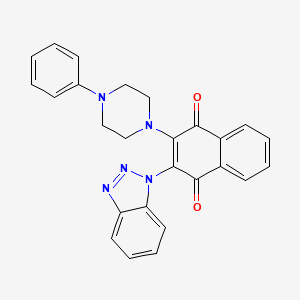 molecular formula C26H21N5O2 B2455717 2-(Benzotriazol-1-yl)-3-(4-phenylpiperazin-1-yl)naphthalene-1,4-dione CAS No. 865612-44-8