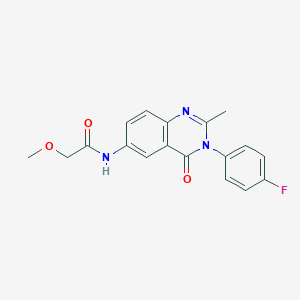 molecular formula C18H16FN3O3 B2455727 N-(3-(4-fluorophenyl)-2-methyl-4-oxo-3,4-dihydroquinazolin-6-yl)-2-methoxyacetamide CAS No. 1105207-71-3